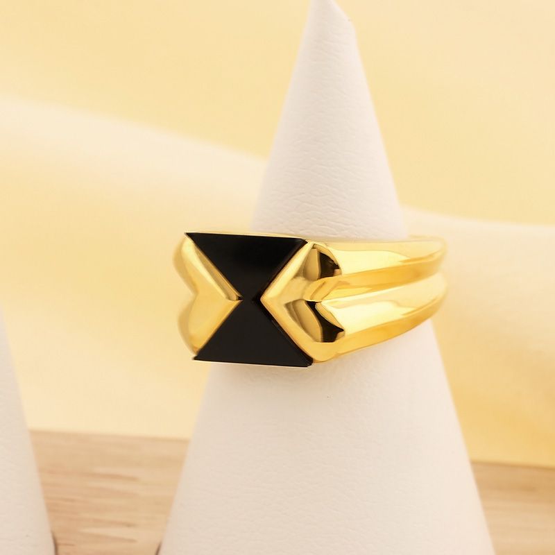 Basic Simple Style Classic Style Triangle Round 304 Stainless Steel 18K Gold Plated Rings In Bulk