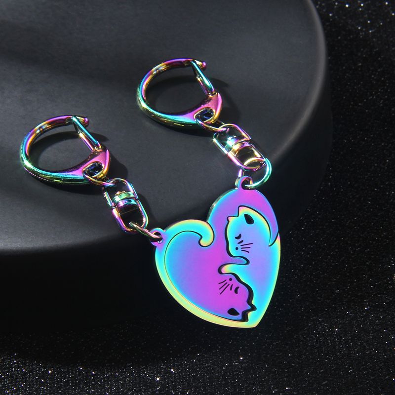 Cute Modern Style Cat 201 Stainless Steel Alloy Plating Bag Pendant Keychain