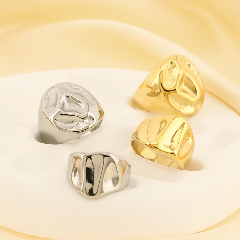 Edelstahl 304 18 Karat Vergoldet Einfacher Stil Irregulär Einfarbig Ringe