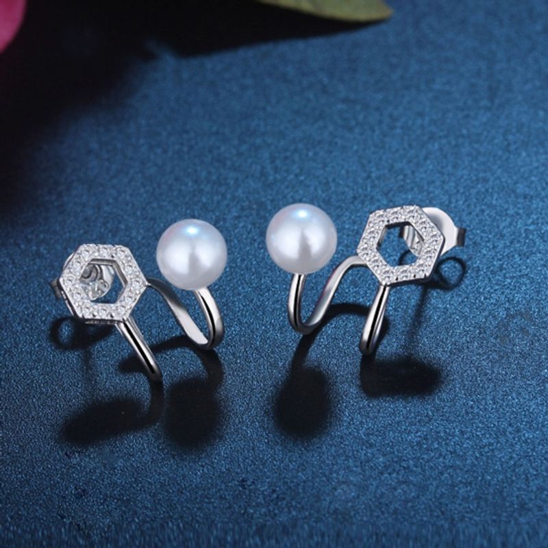 1 Paar Basic Moderner Stil Klassischer Stil Geometrisch Inlay Kupfer Künstliche Perlen Zirkon Ohrringe