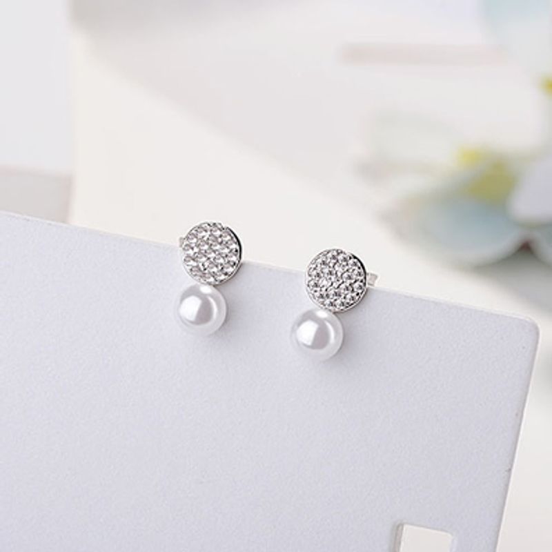 1 Pair Fairy Style Elegant Lady Geometric Inlay Copper Pearl Zircon Earrings