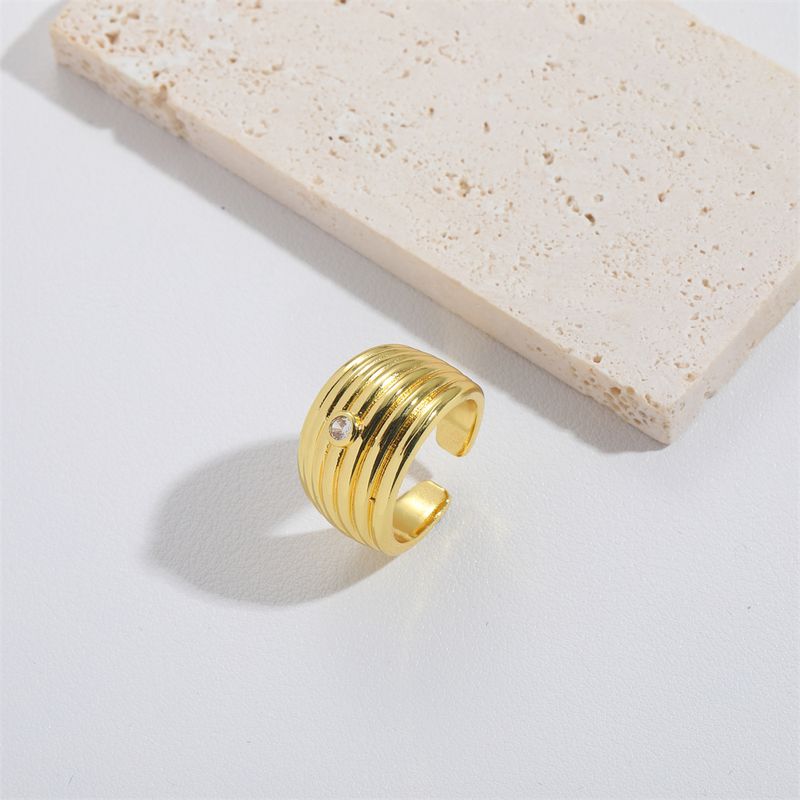 Copper Gold Plated Vintage Style Simple Style Plating Solid Color Open Rings