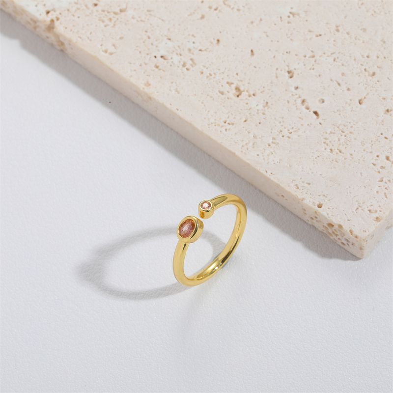 Copper Gold Plated Vintage Style Simple Style Plating Inlay Solid Color Zircon Open Rings
