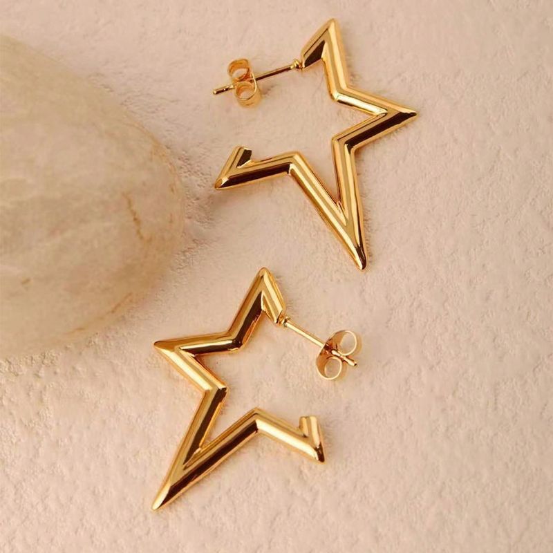 1 Pair Modern Style Simple Style Irregular Star Polishing Plating 304 Stainless Steel 18K Gold Plated Ear Studs