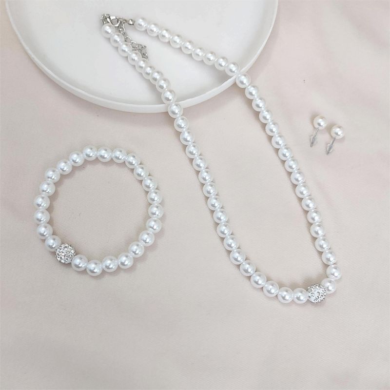 Elegant Luxurious Romantic Round Imitation Pearl Beaded Rhinestones Women's Jewelry Set