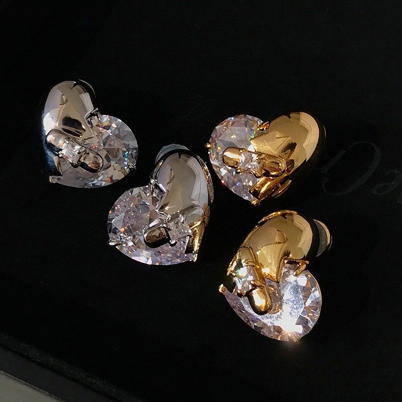 1 Pair Vacation Romantic Classic Style Heart Shape Plating Inlay Metal Copper Brass Zircon Gold Plated Ear Studs