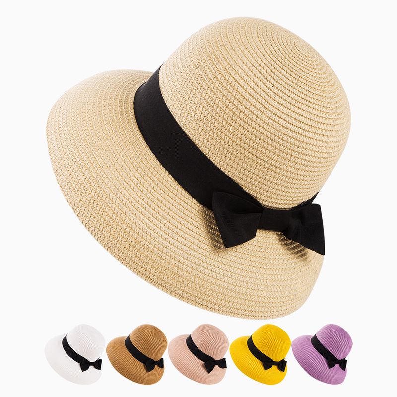 Women's Casual Elegant Modern Style Bow Knot Wide Eaves Straw Hat