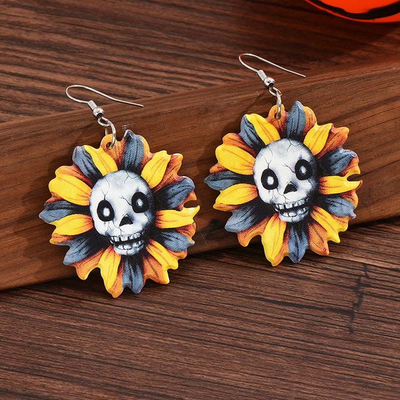 1 Pair Vacation Flower Plating Arylic Gold Plated Drop Earrings