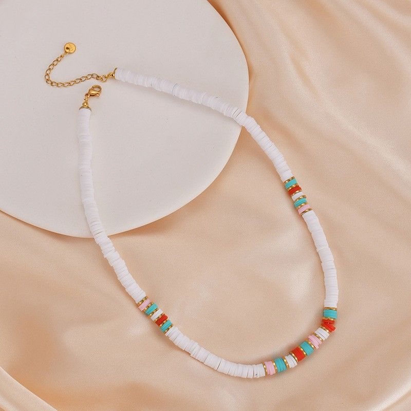 Großhandel Schmuck Einfacher Stil Klassischer Stil Geometrisch Weichen Lehm Titan Stahl Perlen Überzug Halskette