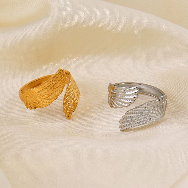 304 Stainless Steel 18K Gold Plated Simple Style Classic Style Wings Open Rings