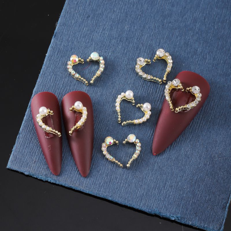 Sweet Simple Style Heart Shape Wings Zinc Alloy Nail Decoration Accessories A Pack Of 30