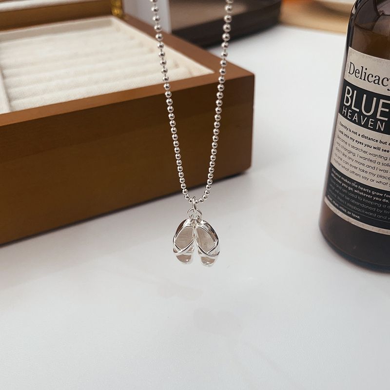 Sterling Silver Casual Chain Solid Color Pendant Necklace
