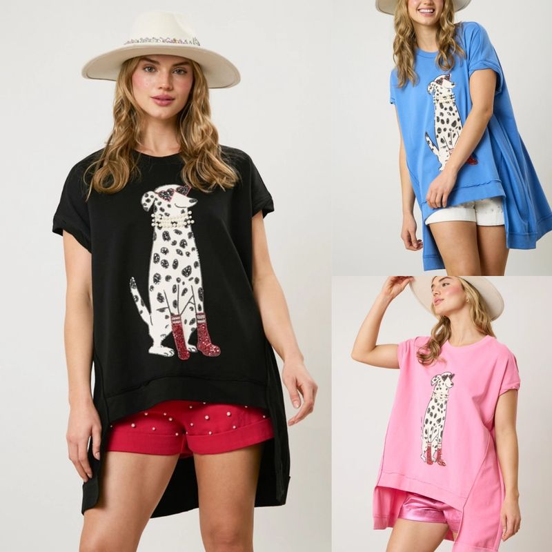 Women's T-shirt Short Sleeve T-Shirts Sequins Simple Style Dog