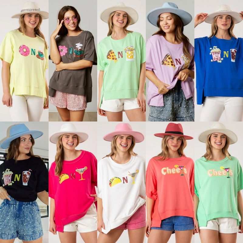 Mujeres Playeras Manga Corta Camisetas Lentejuelas Estilo Simple Dibujos Animados Letra Donas