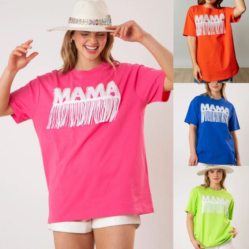 Mujeres Playeras Manga Corta Camisetas Borla Estilo Simple Letra