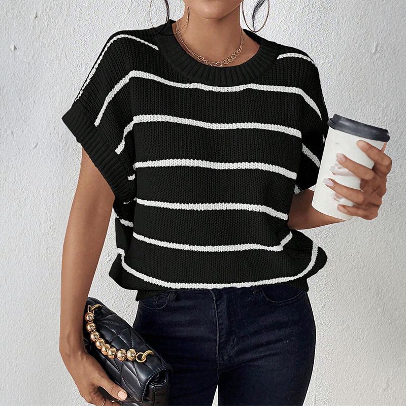 Women's T-shirt Short Sleeve T-Shirts Printing Streetwear Stripe