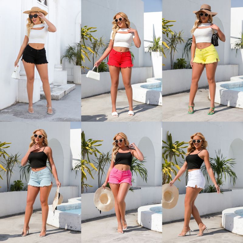 Women's Holiday Daily Streetwear Solid Color Shorts Tassel Shorts