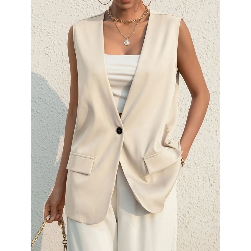 Women's Streetwear Solid Color Pocket Single Breasted Vest