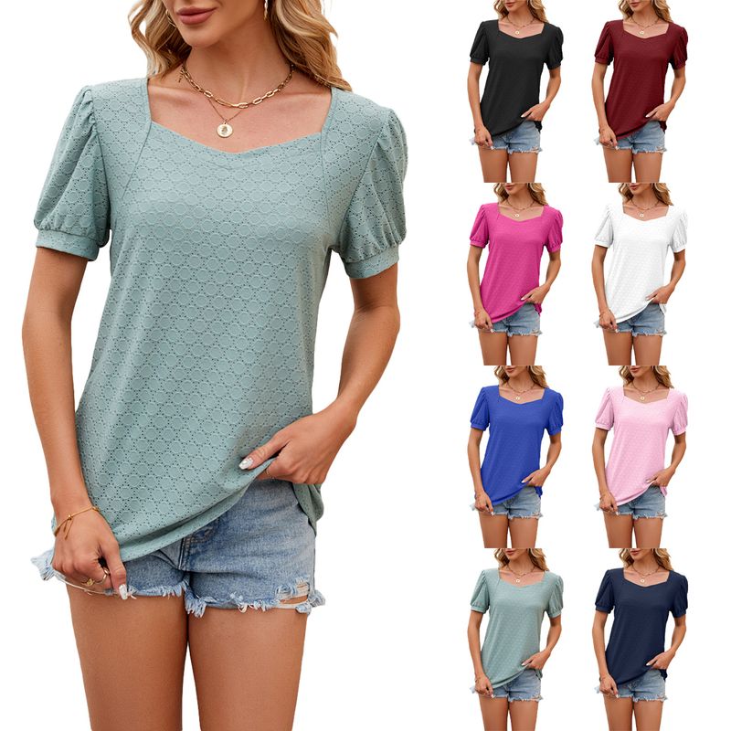 Femmes T-Shirt Manche Courte T-shirts Patchwork Style Simple Couleur Unie