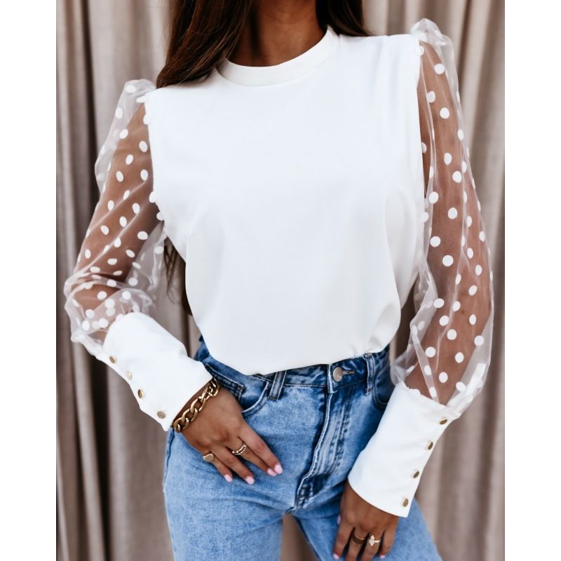 Women's Chiffon Shirt Long Sleeve Blouses Sexy Solid Color