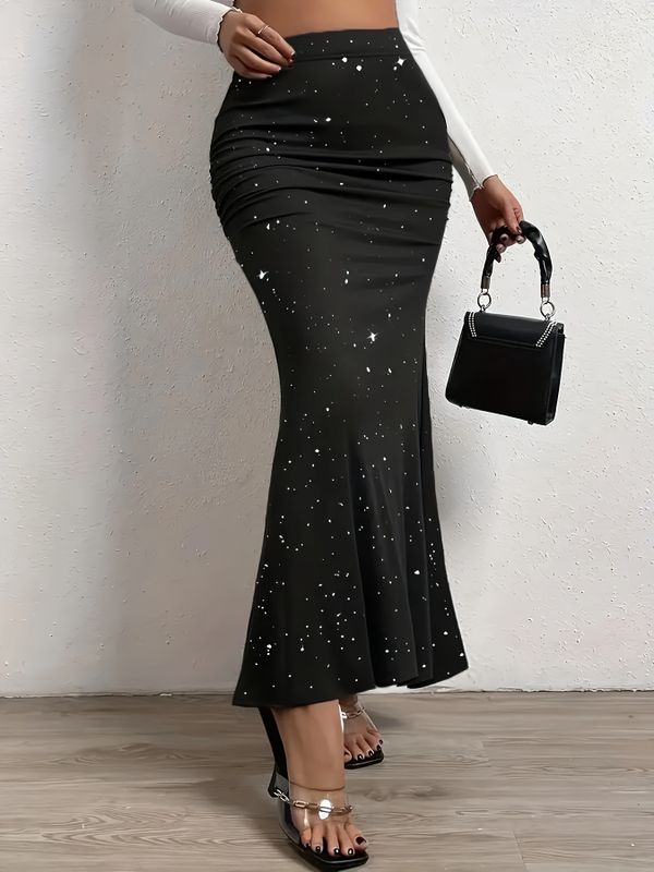 Women's Skirt Streetwear Sequins Solid Color Maxi Long Dress Daily