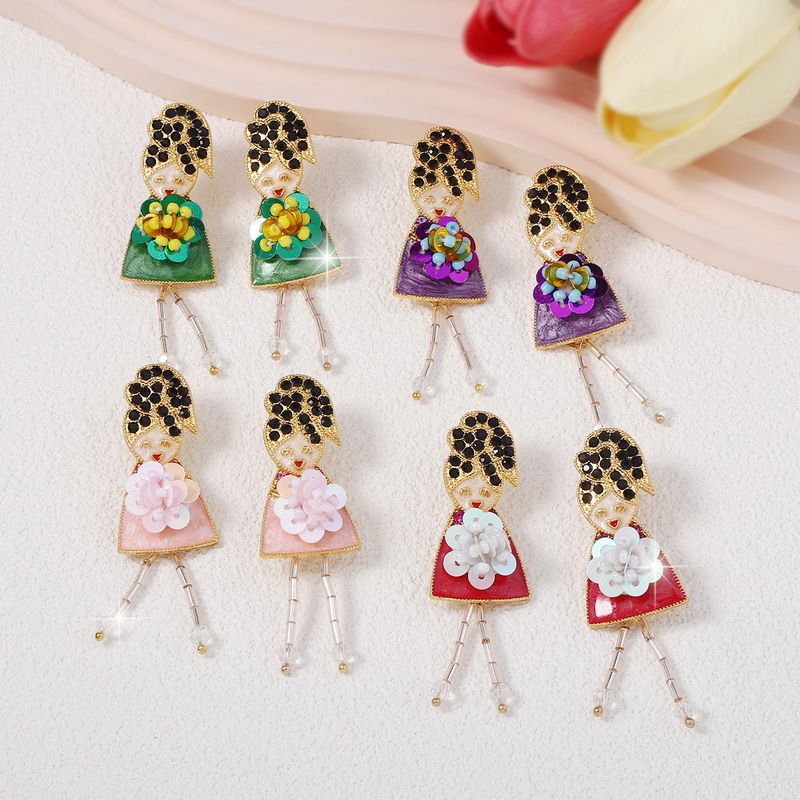 1 Pair Lady Cartoon Character Zinc Alloy Drop Earrings