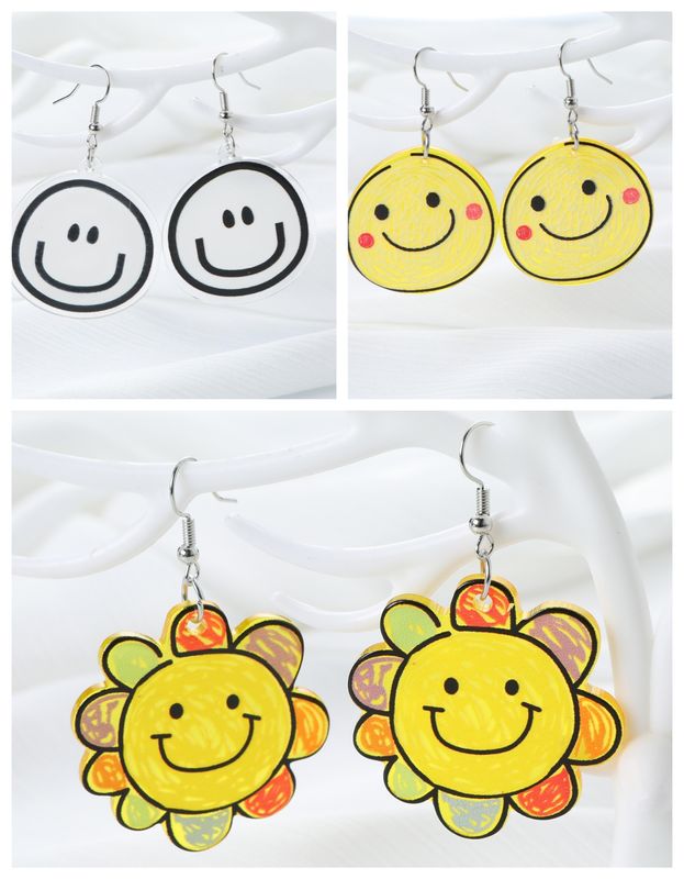 1 Piece IG Style Cute Smiley Face Flower Arylic Alloy Ear Hook