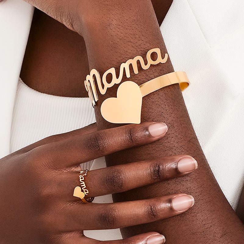 Básico Estilo Moderno Estilo Clásico Letra Aleación Ahuecar Día De La Madre Mujeres Anillos Pulsera