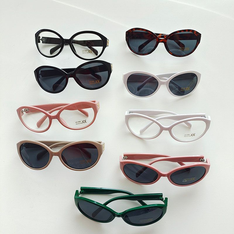 IG Style Y2K Sweet Solid Color Pc Resin Oval Frame Full Frame Kids Sunglasses