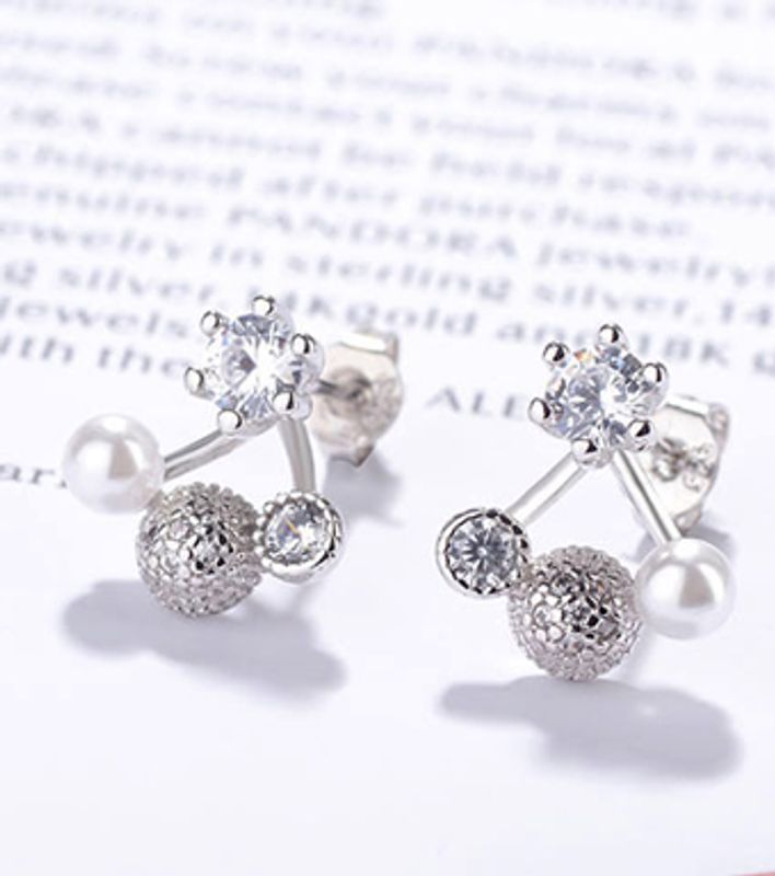 1 Pair Simple Style Classic Style Flower Inlay Copper Rhinestones Ear Studs