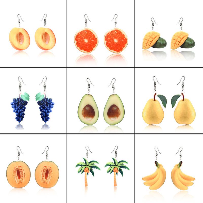 1 Pair Simple Style Classic Style Fruit Patchwork Arylic Drop Earrings