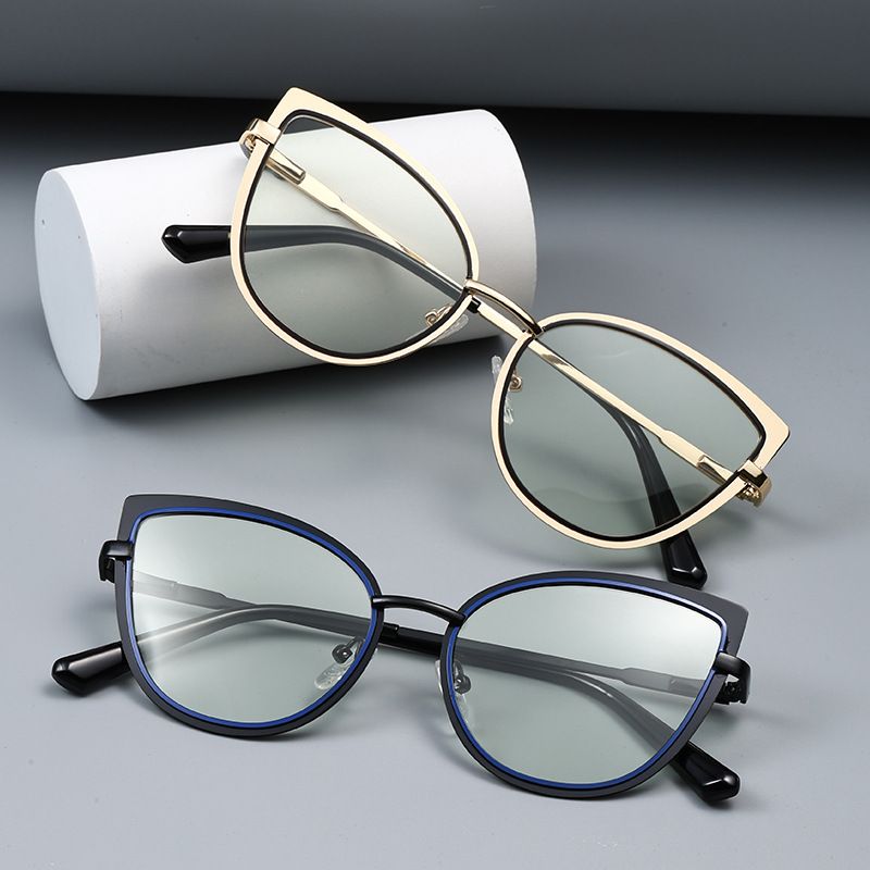 Simple Style Classic Style Color Block Ac Cat Eye Full Frame Glasses