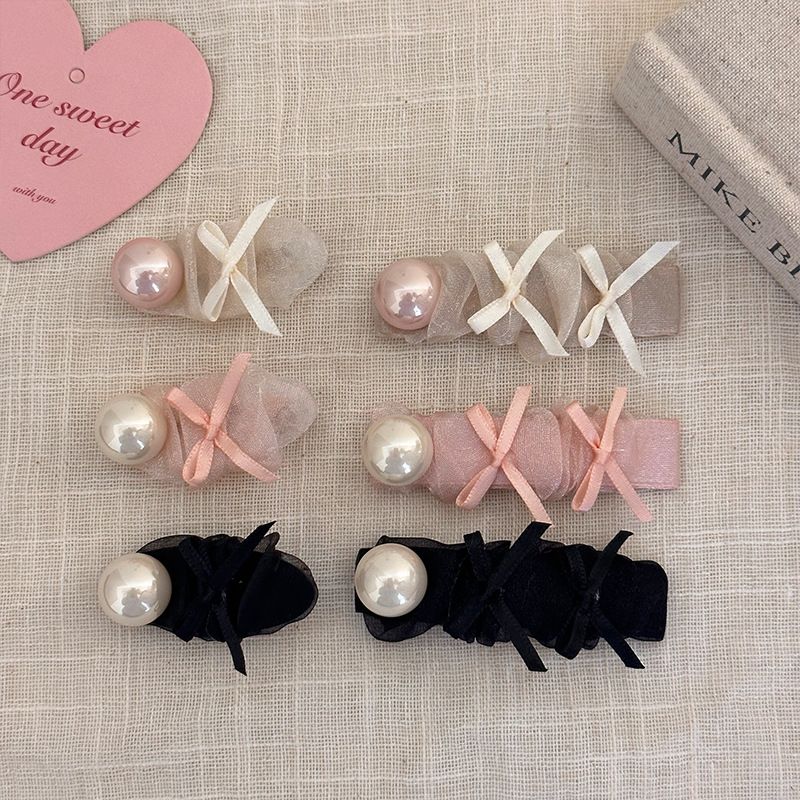 Women's Simple Style Classic Style Solid Color Imitation Pearl Cloth Inlay Pearl Hair Clip