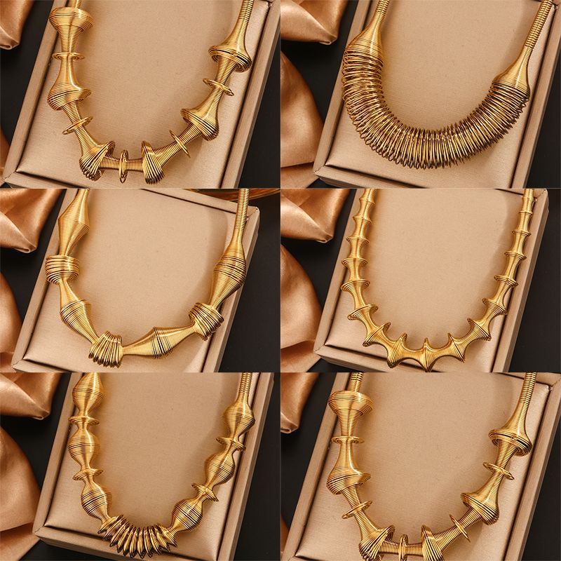 304 Stainless Steel 18K Gold Plated Hip-Hop Simple Style Irregular Spiral Necklace