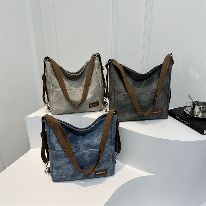 Women's Medium Pu Leather Solid Color Streetwear Zipper Tote Bag
