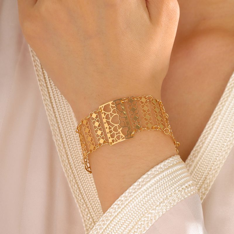 Wholesale Elegant Bridal Geometric Copper 18K Gold Plated Bracelets