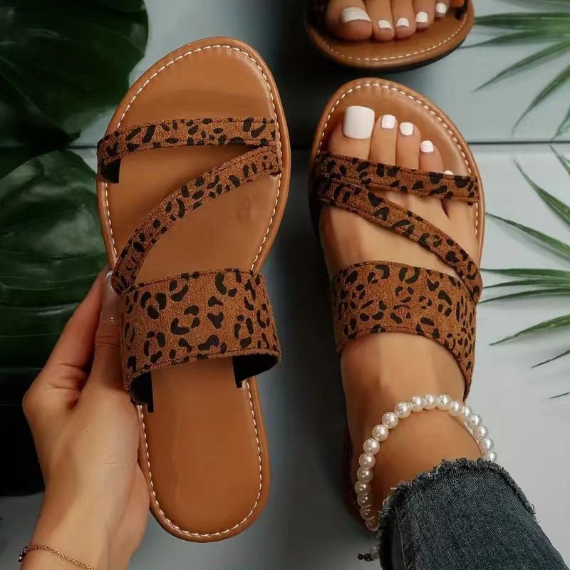 Mujeres Estilo Vintage Vacaciones Leopardo Punta Redonda Pisos