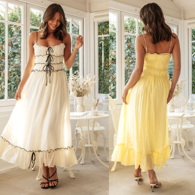 Women's Strap Dress Streetwear Strap Backless Sleeveless Solid Color Maxi Long Dress Holiday Daily