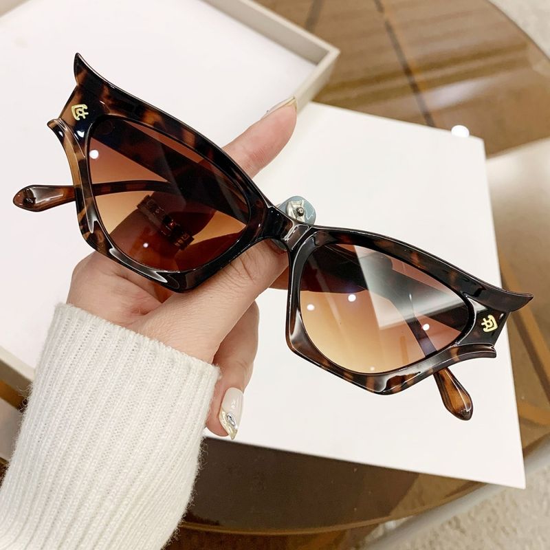 Hip-Hop Streetwear Solid Color Leopard Ac Special-Shaped Mirror Full Frame Women's Sunglasses