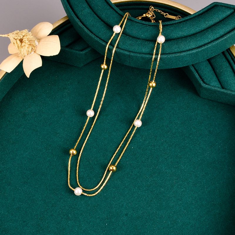 Edelstahl 304 Titan Stahl 18 Karat Vergoldet Elegant Einfacher Stil Überzug Einfarbig Halskette