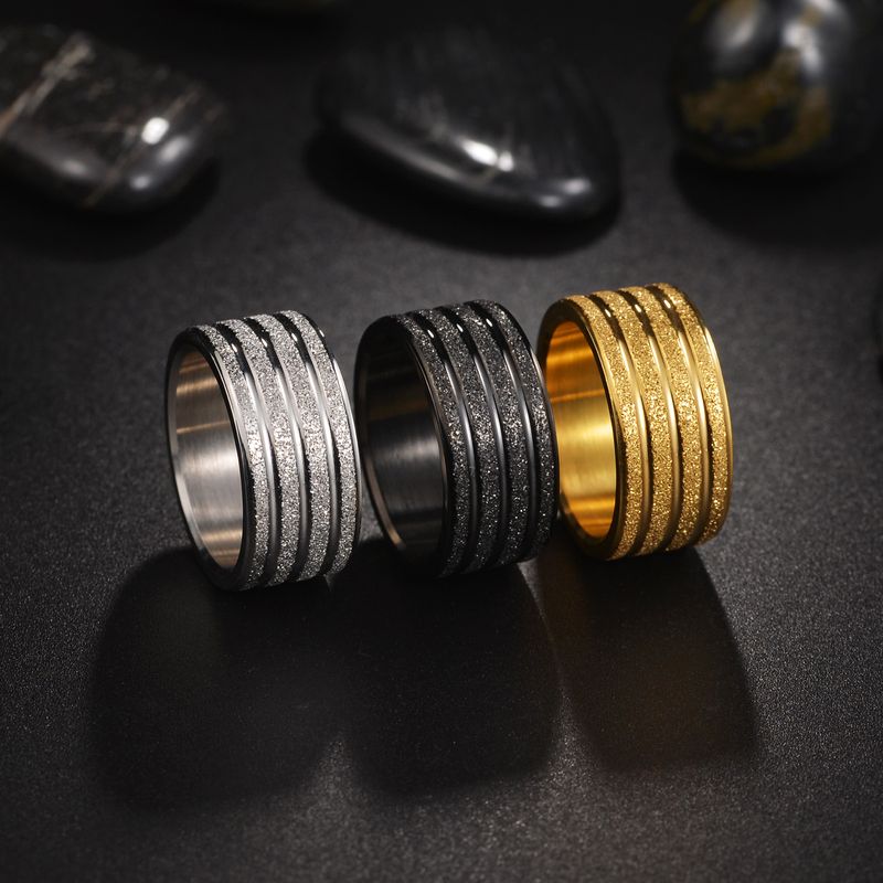 Basic Modern Style Classic Style Round Solid Color 304 Stainless Steel Titanium Steel Plating Gold Plated Men's Rings