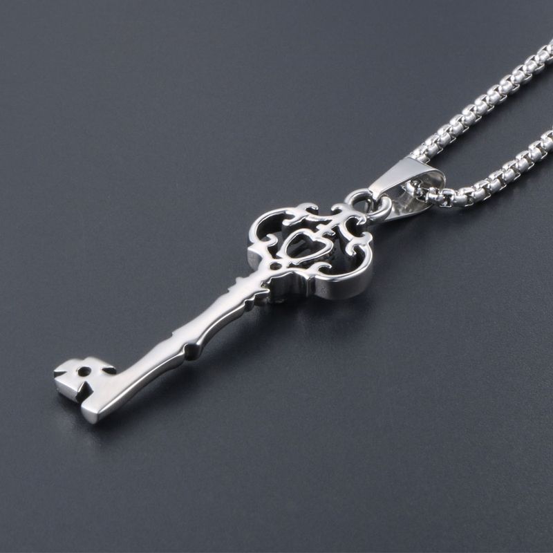 Gothic Crown Key Men Women Stainless Steel Necklace Pendant Punk Fashion Accessories