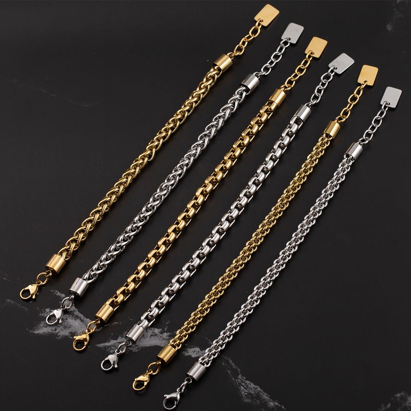 Basic Modern Style Classic Style Geometric Solid Color 304 Stainless Steel Plating Gold Plated Men's Bracelets