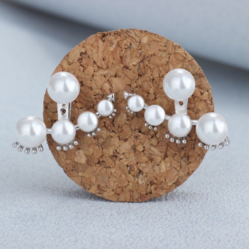 1 Pair Simple Style Classic Style Solid Color Inlay Copper Pearl Ear Studs
