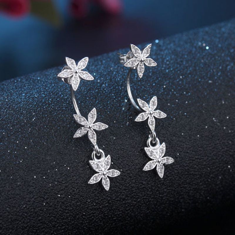 1 Pair Simple Style Classic Style Star Inlay Copper Zircon Ear Studs