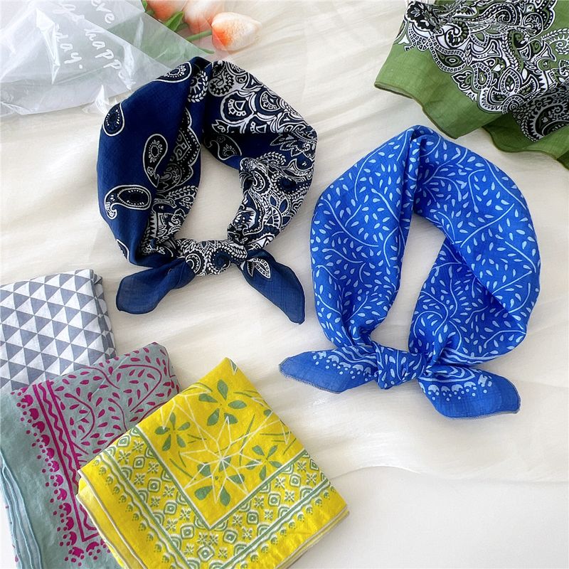 Women's Preppy Style Sweet Pastoral Printing Cotton And Linen Printing Bandanas