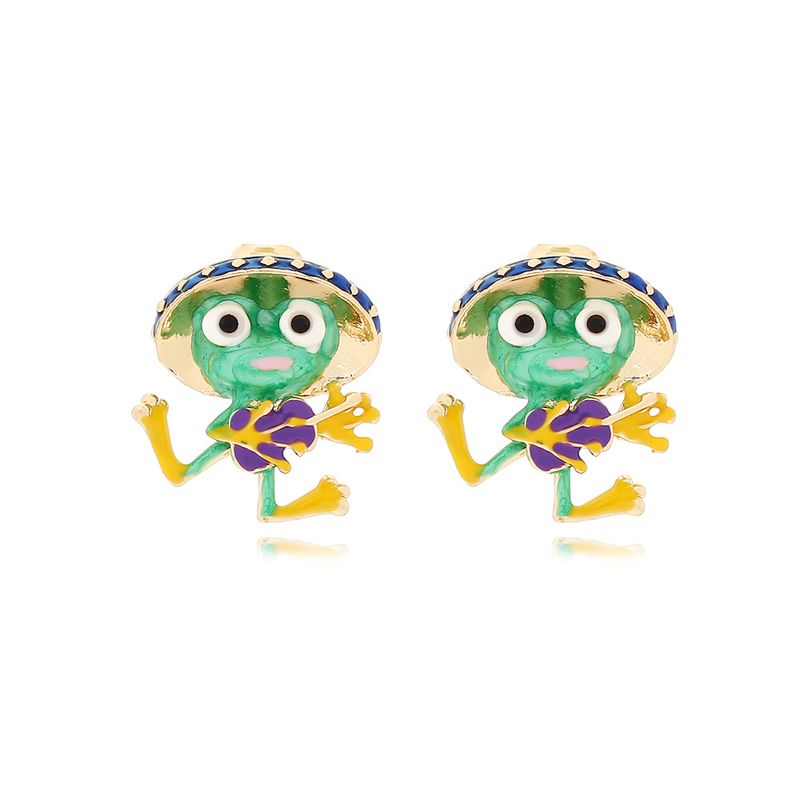 1 Pair Cartoon Style Frog Enamel Zinc Alloy Ear Studs