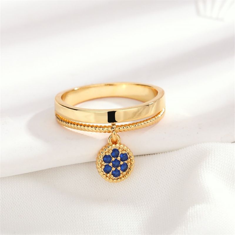 Copper 18K Gold Plated Simple Style Plating Inlay Solid Color Zircon Rings