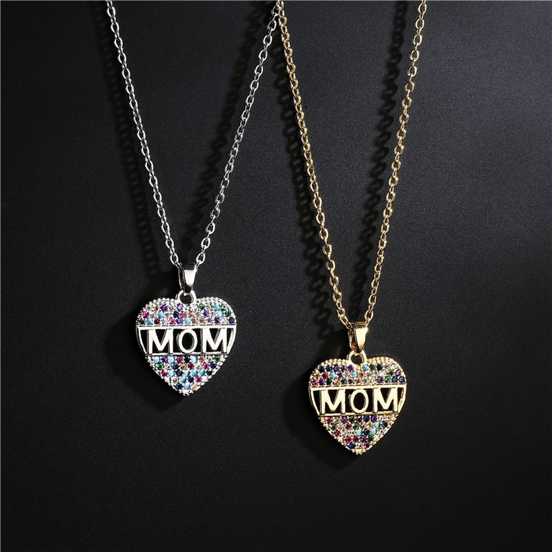 Wholesale Casual Simple Style Letter Copper Inlay 14K Gold Plated Rhinestones Pendant Necklace