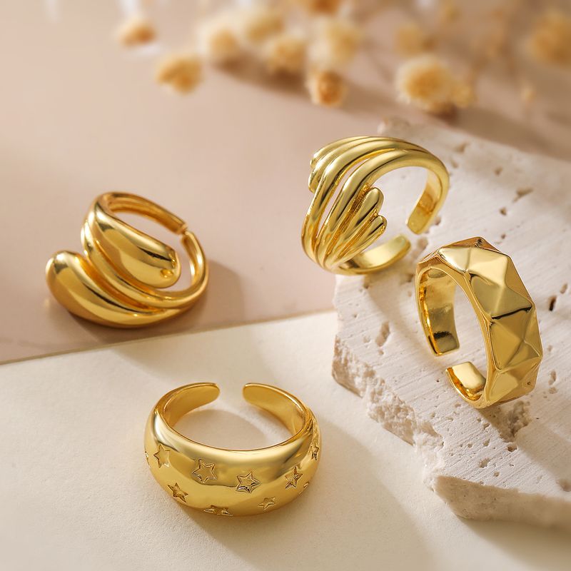 Kupfer 18 Karat Vergoldet Einfacher Stil Pendeln Überzug Geometrisch Offener Ring